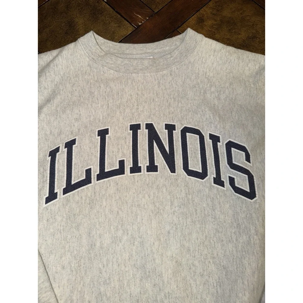 Vintage Illinois Champion Reverse Weave Sweater Men's Medium‎ Gray College